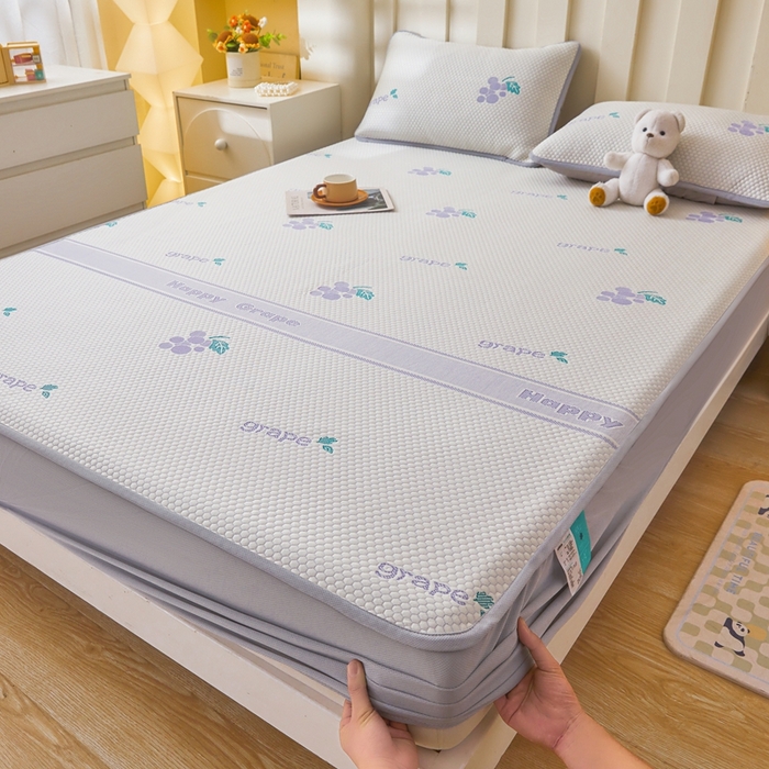 91家纺网 家纺一手货源 找家纺 凯罗 2026春夏凉豆豆小红书爆款A类乙纶PE凉豆豆床笠款可水洗床笠 紫气东来