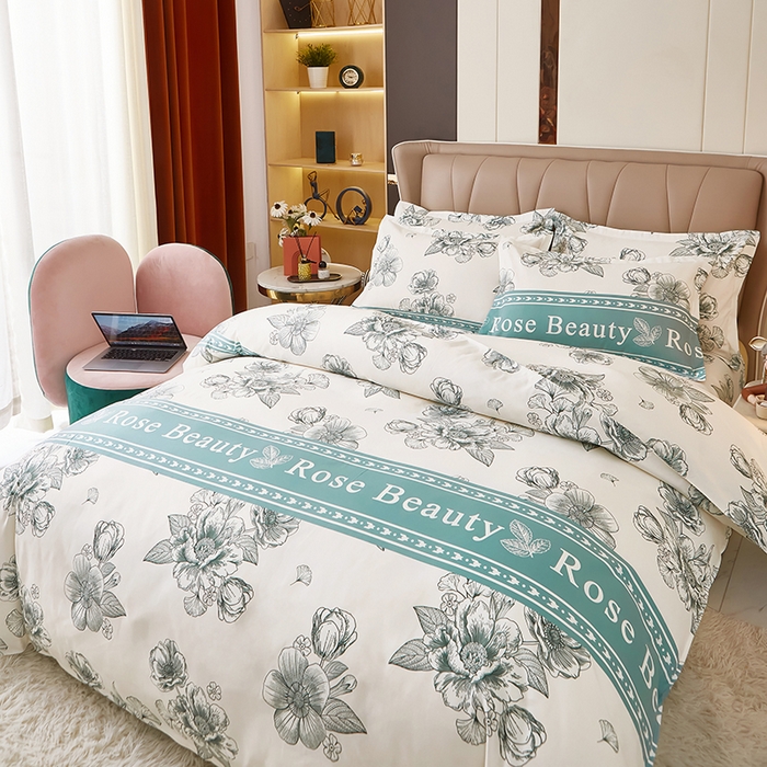 91家纺网 家纺一手货源 找家纺 沐珩家纺 2026新款植物羊绒加厚四件套单被套 浓情花韵