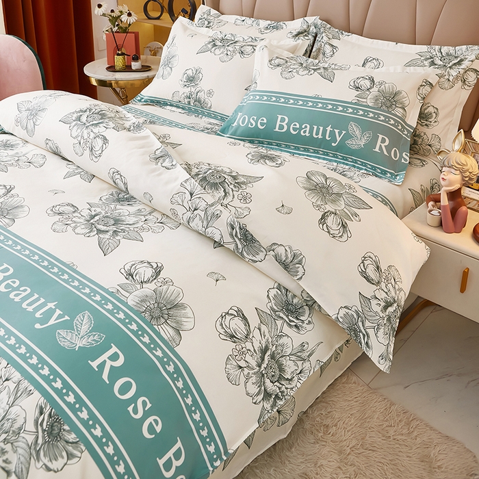 91家纺网 家纺一手货源 找家纺 沐珩家纺 2026新款植物羊绒加厚四件套单被套 浓情花韵