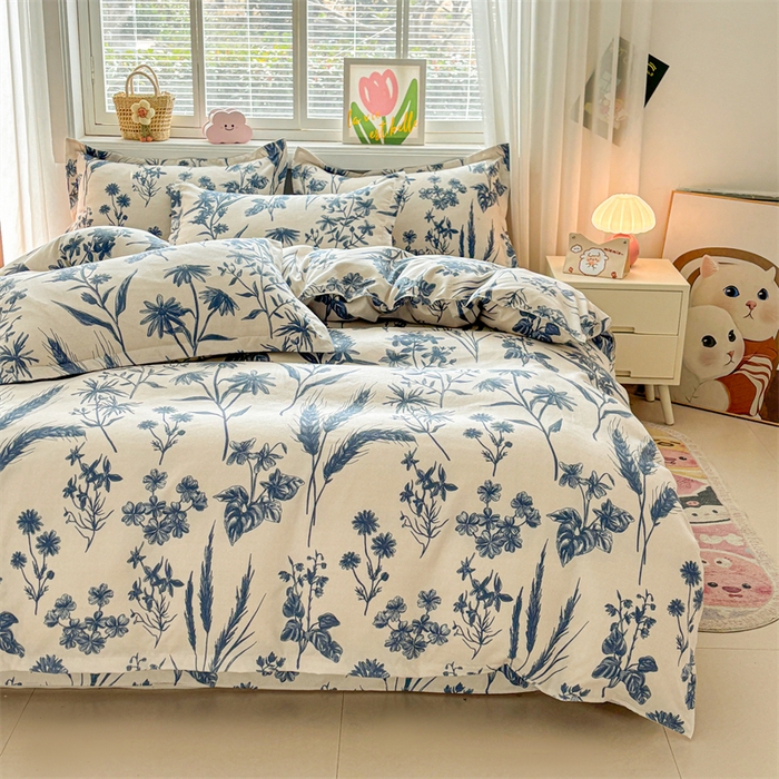 91家纺网 家纺一手货源 找家纺 沐珩家纺 2026新款植物羊绒加厚四件套单被套 青花词