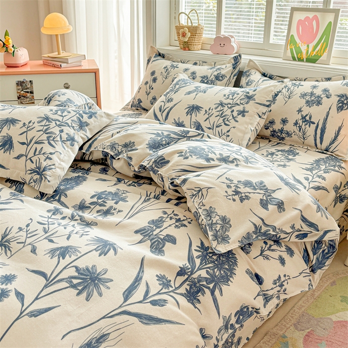 91家纺网 家纺一手货源 找家纺 沐珩家纺 2026新款植物羊绒加厚四件套单被套 青花词