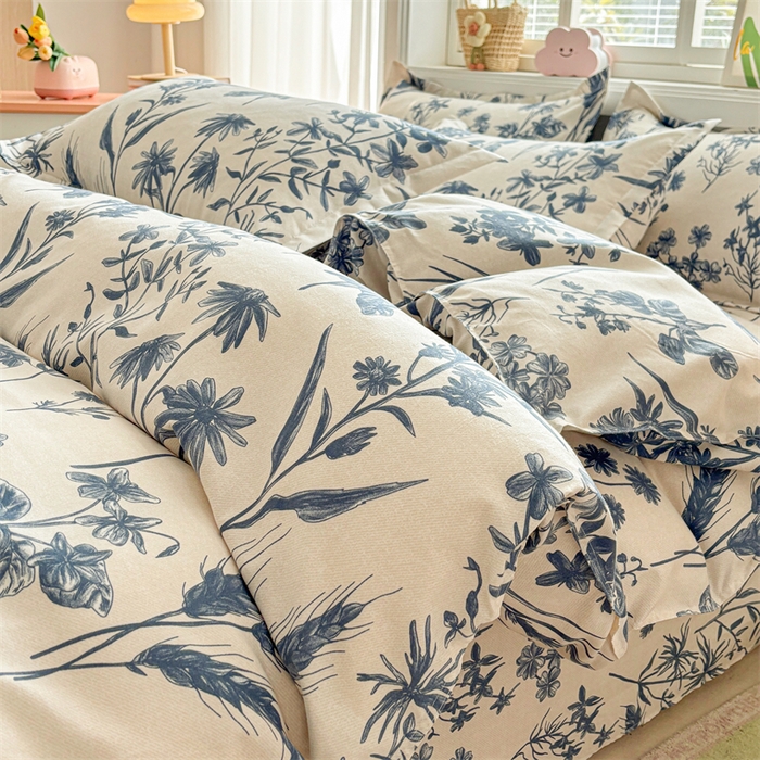 91家纺网 家纺一手货源 找家纺 沐珩家纺 2026新款植物羊绒加厚四件套单被套 青花词