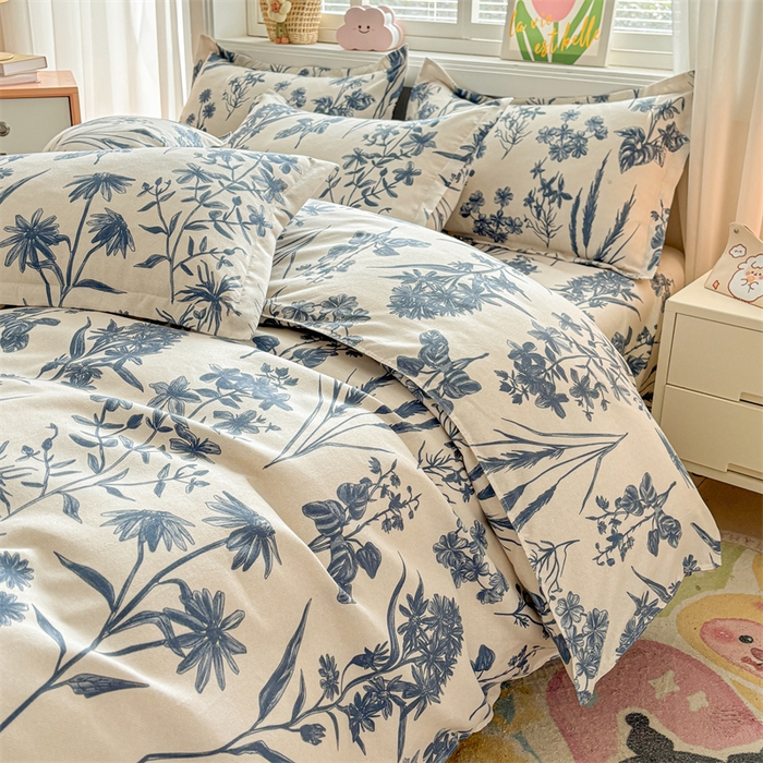 91家纺网 家纺一手货源 找家纺 沐珩家纺 2026新款植物羊绒加厚四件套单被套 青花词