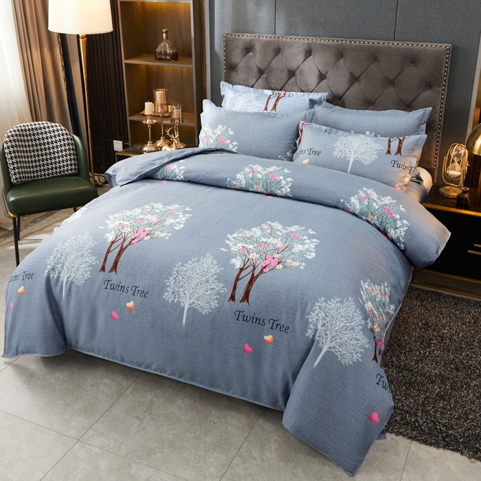 91家纺网 家纺一手货源 找家纺 沐珩家纺 2026新款植物羊绒加厚四件套单被套 清新绿叶