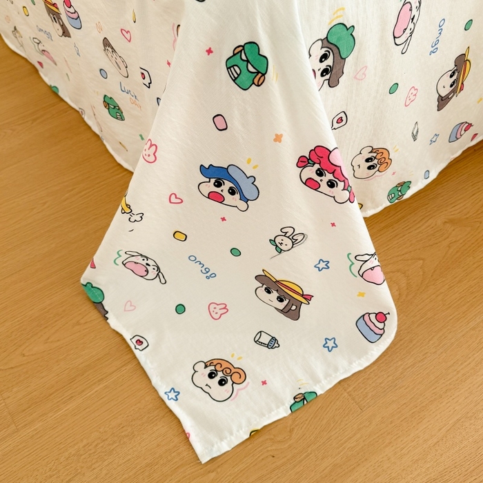 91家纺网 家纺一手货源 找家纺 艾特你 2026新款针织提花双层纱可爱毛巾绣四件套 欢乐伙伴-黄