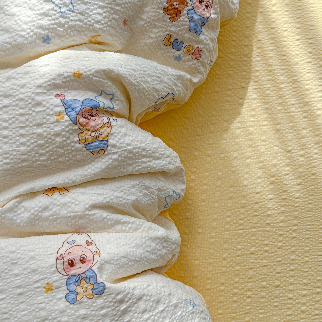 91家纺网 家纺一手货源 找家纺 （总）竹合家纺 2026春夏新品高克重A类泡芙纱泡泡皱皱纱四件套