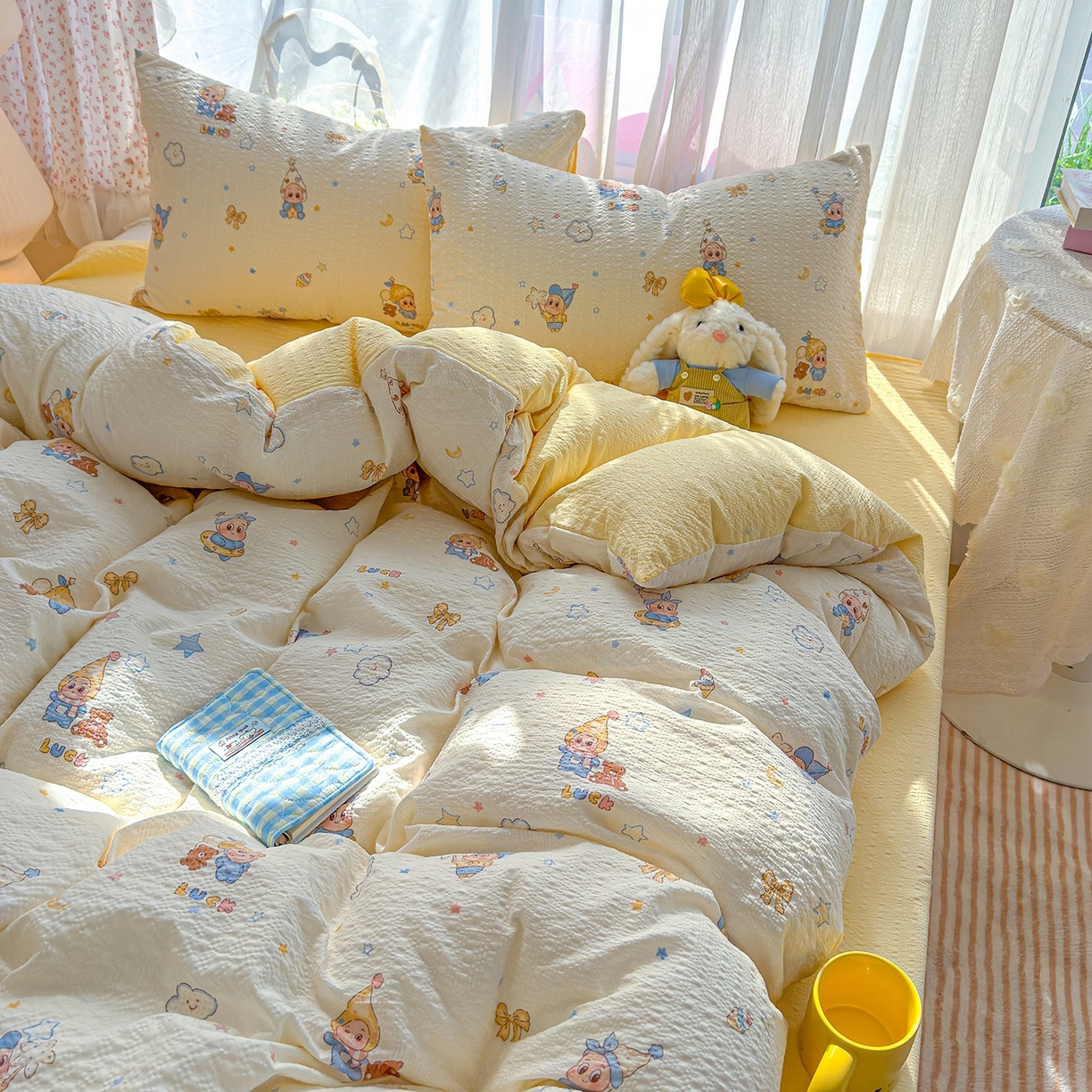 91家纺网 家纺一手货源 找家纺 （总）竹合家纺 2026春夏新品高克重A类泡芙纱泡泡皱皱纱四件套