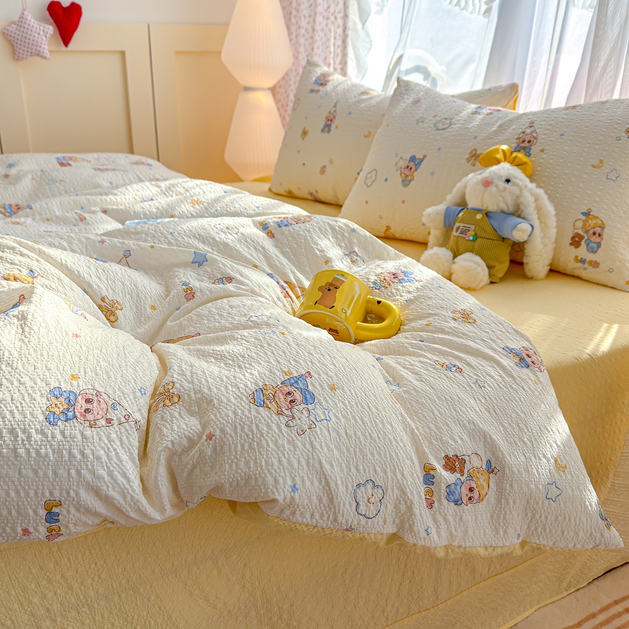 91家纺网 家纺一手货源 找家纺 （总）竹合家纺 2026春夏新品高克重A类泡芙纱泡泡皱皱纱四件套