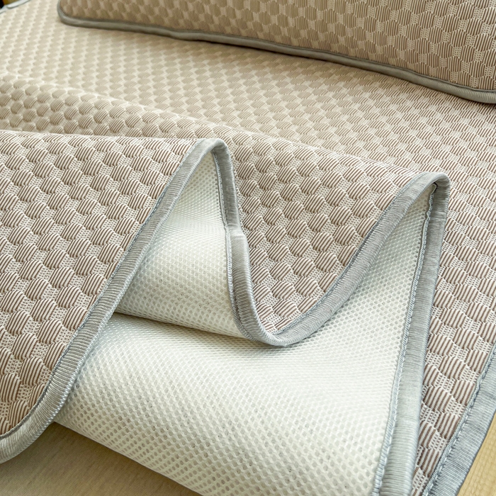 91家纺网 家纺一手货源 找家纺 宅部落 2026春夏新款学生宿舍凉感豆豆凉席席子 豆豆席-大熊猫咖