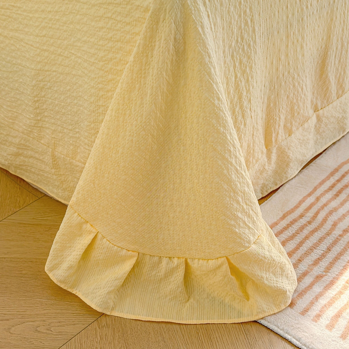 91家纺网 家纺一手货源 找家纺 （总）竹合家纺 2026春夏新品高克重A类泡芙纱泡泡皱皱纱四件套