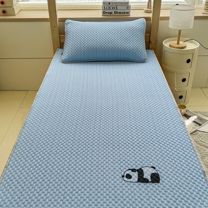 91家纺网 家纺一手货源 找家纺 宅部落 2026春夏新款学生宿舍凉感豆豆凉席席子 豆豆席-大熊猫深蓝