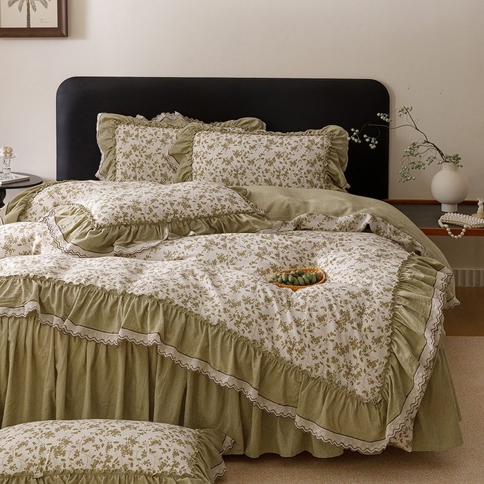 菊上家纺 2026新品全棉纯棉水洗加厚云柔系列四件套 清雅