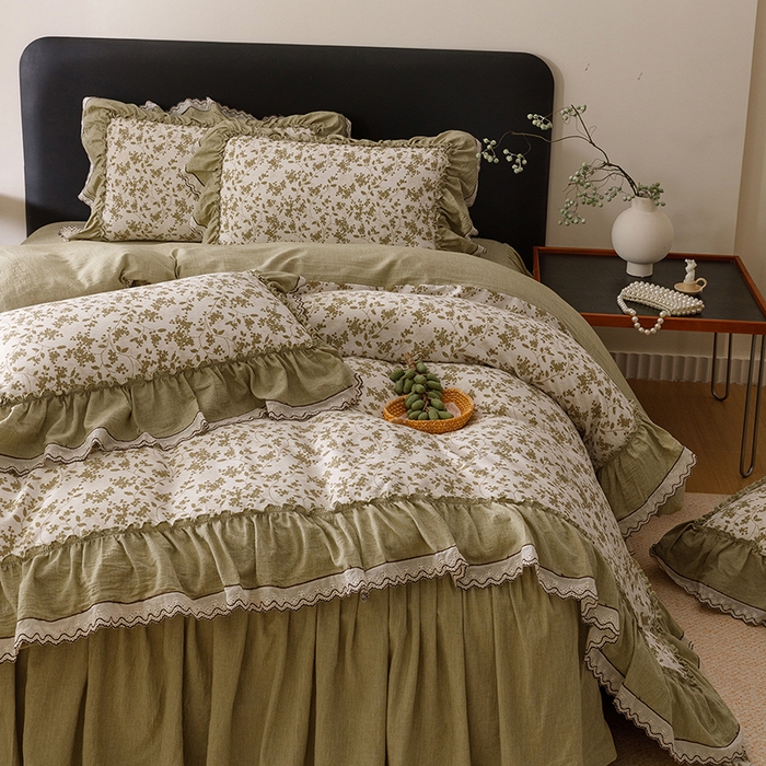 91家纺网 家纺一手货源 找家纺 菊上家纺 2026新品全棉纯棉水洗加厚云柔系列四件套 清雅