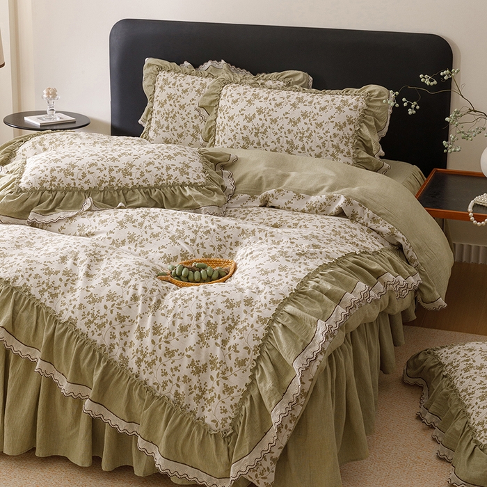 91家纺网 家纺一手货源 找家纺 菊上家纺 2026新品全棉纯棉水洗加厚云柔系列四件套 清雅