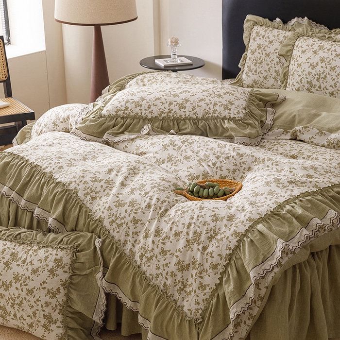 91家纺网 家纺一手货源 找家纺 菊上家纺 2026新品全棉纯棉水洗加厚云柔系列四件套 清雅