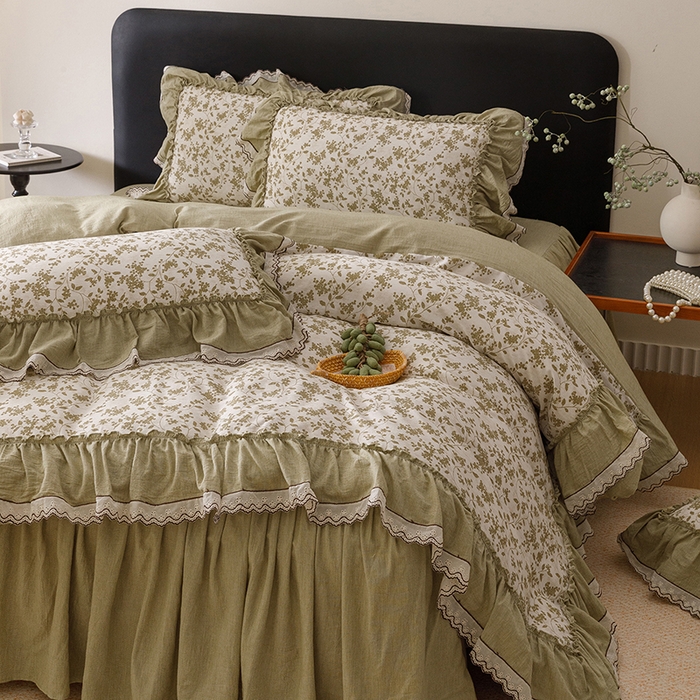 91家纺网 家纺一手货源 找家纺 菊上家纺 2026新品全棉纯棉水洗加厚云柔系列四件套 清雅