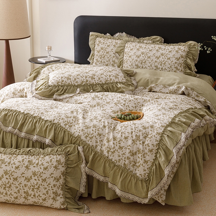 91家纺网 家纺一手货源 找家纺 菊上家纺 2026新品全棉纯棉水洗加厚云柔系列四件套 清雅