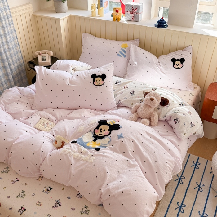 91家纺网 家纺一手货源 找家纺 艾特你 2026新款针织提花双层纱可爱毛巾绣四件套 幸运奇奇