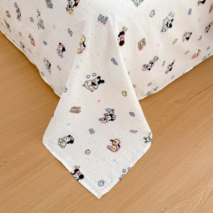 91家纺网 家纺一手货源 找家纺 艾特你 2026新款针织提花双层纱可爱毛巾绣四件套 幸运奇奇