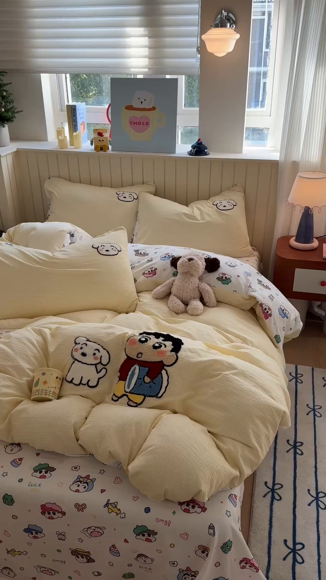 91家纺网 家纺一手货源 找家纺 艾特你 2026新款针织提花双层纱可爱毛巾绣四件套 欢乐伙伴-黄