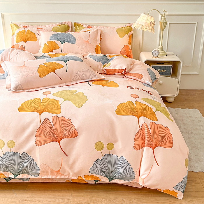 91家纺网 家纺一手货源 找家纺 沐珩家纺 2026新款植物羊绒加厚四件套单被套 银杏知秋