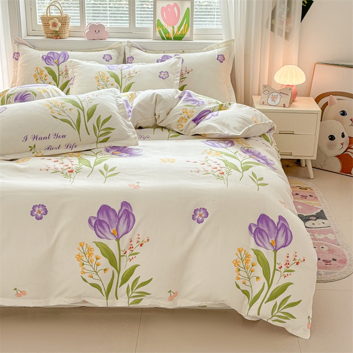 91家纺网 家纺一手货源 找家纺 沐珩家纺 2026新款植物羊绒加厚四件套单被套 幽境花开