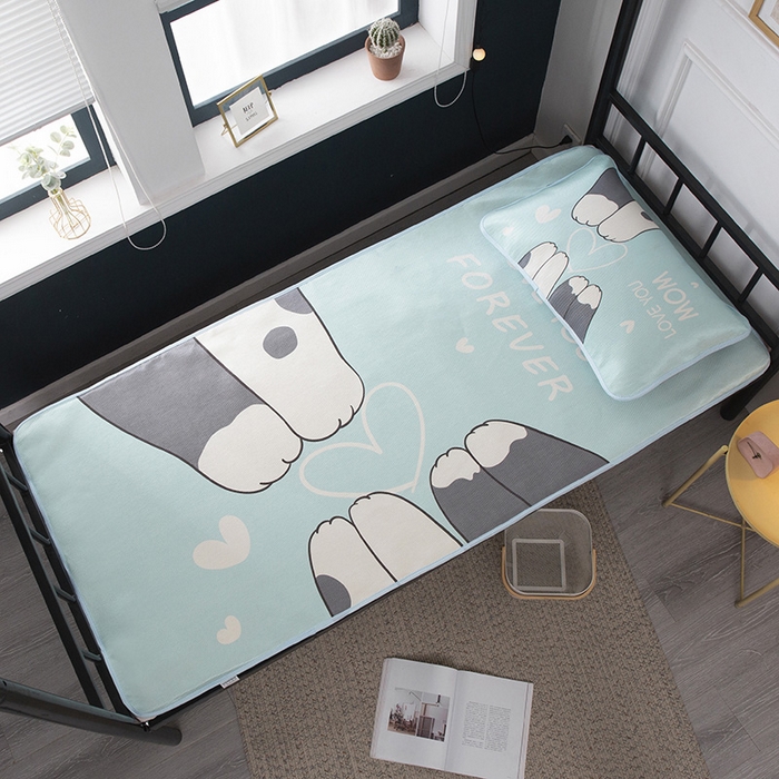 91家纺网 家纺一手货源 找家纺 宅部落 2026新款学生冰丝席单人宿舍席子凉席 爱心喵爪