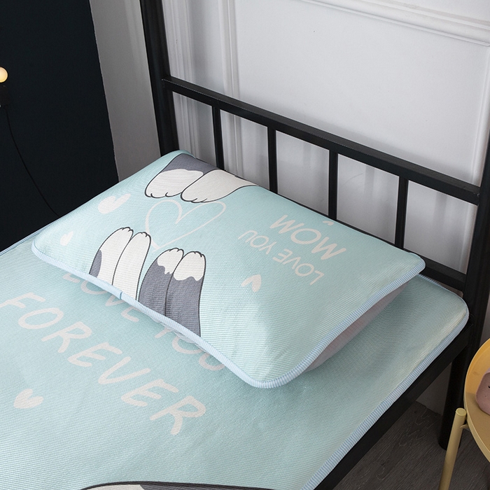 91家纺网 家纺一手货源 找家纺 宅部落 2026新款学生冰丝席单人宿舍席子凉席 爱心喵爪