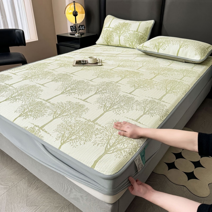 凯罗 2026新款凉豆豆简约时尚风凉感豆豆凉席床席床笠-床笠款 发财树-薄荷绿