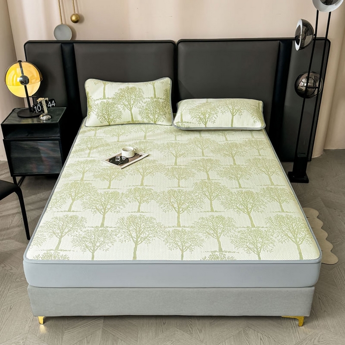 91家纺网 家纺一手货源 找家纺 凯罗 2026新款凉豆豆简约时尚风凉感豆豆凉席床席床笠-床笠款 发财树-薄荷绿