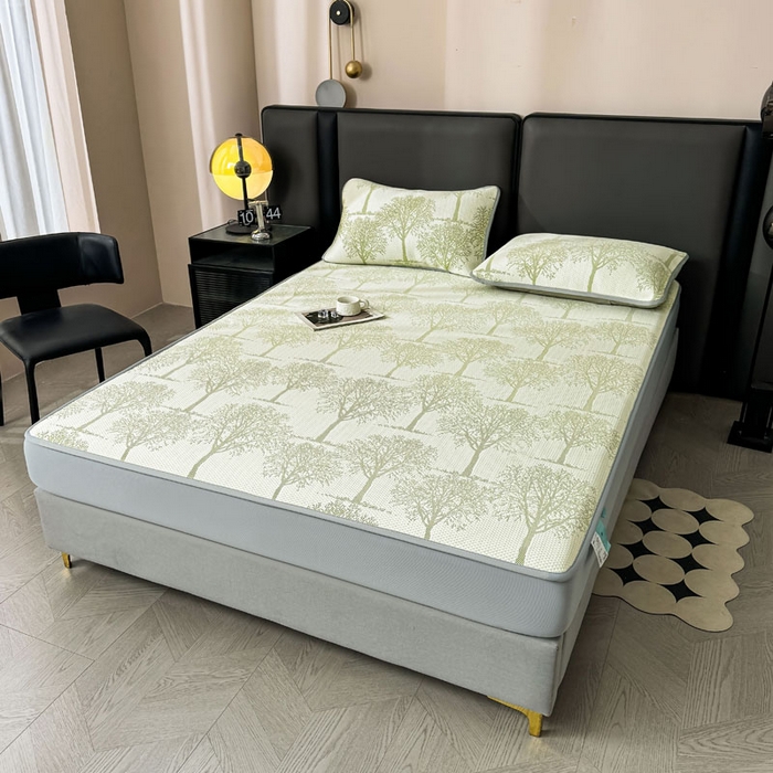 91家纺网 家纺一手货源 找家纺 凯罗 2026新款凉豆豆简约时尚风凉感豆豆凉席床席床笠-床笠款 发财树-薄荷绿