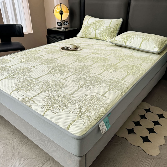 91家纺网 家纺一手货源 找家纺 凯罗 2026新款凉豆豆简约时尚风凉感豆豆凉席床席床笠-床笠款 发财树-薄荷绿