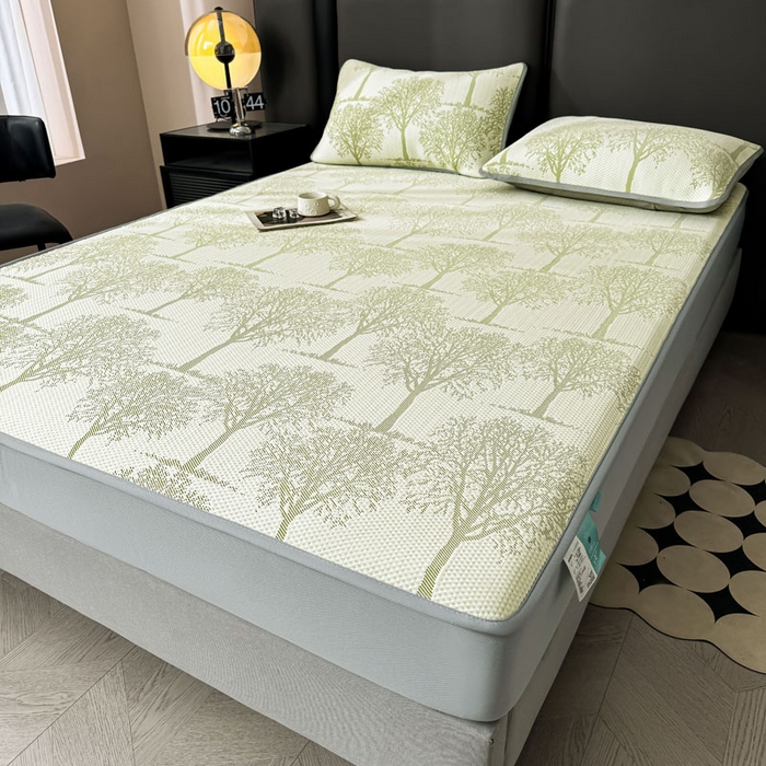 91家纺网 家纺一手货源 找家纺 凯罗 2026新款凉豆豆简约时尚风凉感豆豆凉席床席床笠-床笠款 发财树-薄荷绿