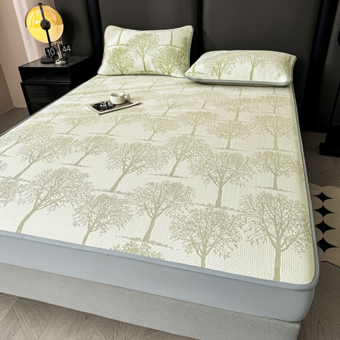 91家纺网 家纺一手货源 找家纺 凯罗 2026新款凉豆豆简约时尚风凉感豆豆凉席床席床笠-床笠款 发财树-薄荷绿