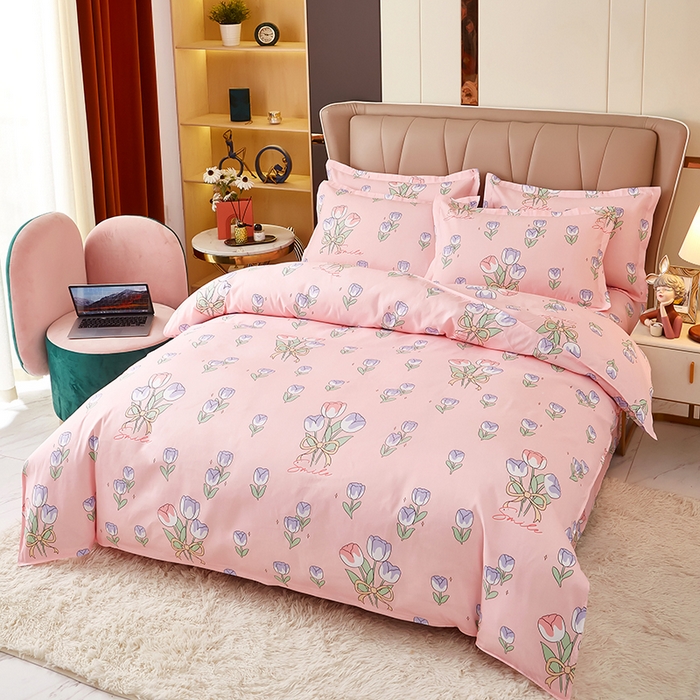 91家纺网 家纺一手货源 找家纺 沐珩家纺 2026新款植物羊绒加厚四件套单被套 紫色浪漫