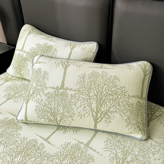 91家纺网 家纺一手货源 找家纺 凯罗 2026新款凉豆豆简约时尚风凉感豆豆凉席床席床笠-床笠款 发财树-薄荷绿