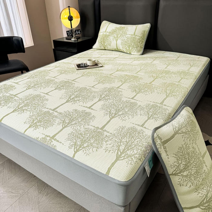 91家纺网 家纺一手货源 找家纺 凯罗 2026新款凉豆豆简约时尚风凉感豆豆凉席床席床笠-床笠款 发财树-薄荷绿