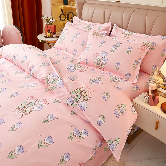 91家纺网 家纺一手货源 找家纺 沐珩家纺 2026新款植物羊绒加厚四件套单被套 紫色浪漫