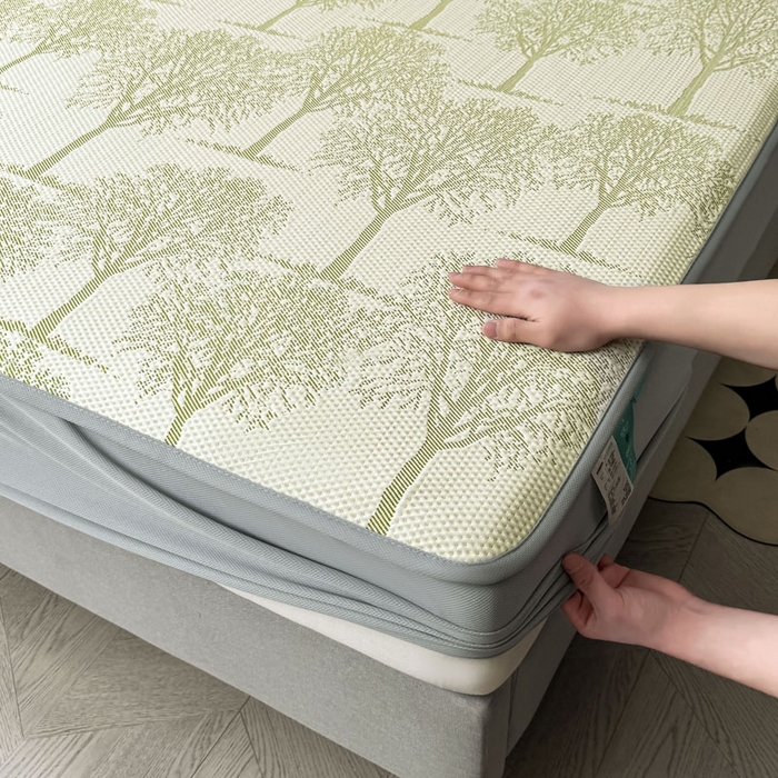 91家纺网 家纺一手货源 找家纺 凯罗 2026新款凉豆豆简约时尚风凉感豆豆凉席床席床笠-床笠款 发财树-薄荷绿