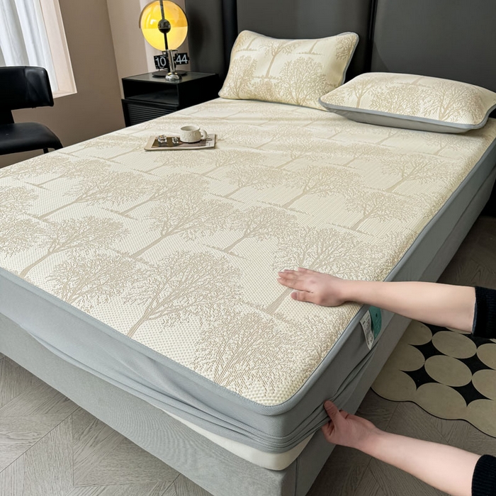 凯罗 2026新款凉豆豆简约时尚风凉感豆豆凉席床席床笠-床笠款 发财树-奶咖