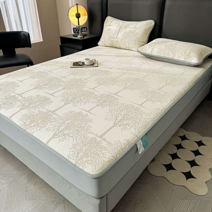 91家纺网 家纺一手货源 找家纺 凯罗 2026新款凉豆豆简约时尚风凉感豆豆凉席床席床笠-床笠款 发财树-奶咖