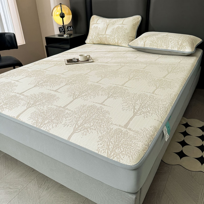 91家纺网 家纺一手货源 找家纺 凯罗 2026新款凉豆豆简约时尚风凉感豆豆凉席床席床笠-床笠款 发财树-奶咖