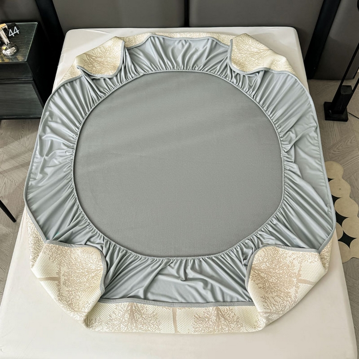 91家纺网 家纺一手货源 找家纺 凯罗 2026新款凉豆豆简约时尚风凉感豆豆凉席床席床笠-床笠款 发财树-奶咖