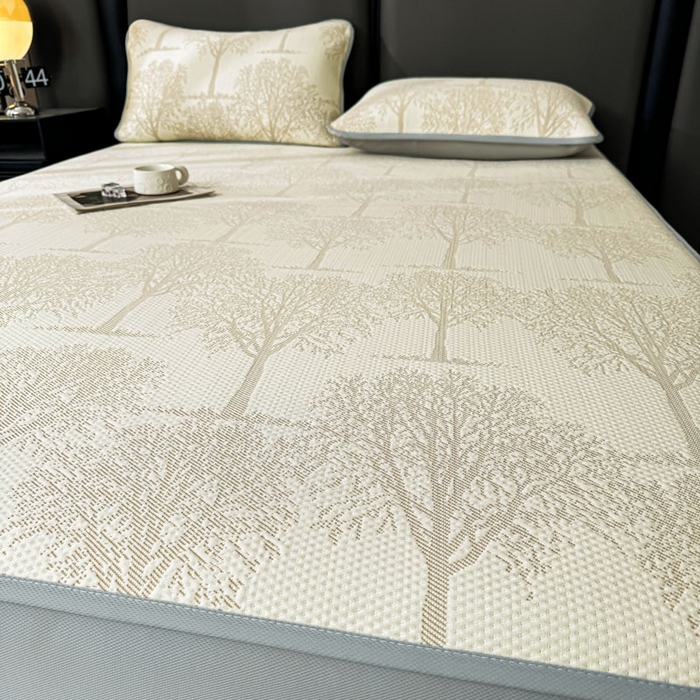 91家纺网 家纺一手货源 找家纺 凯罗 2026新款凉豆豆简约时尚风凉感豆豆凉席床席床笠-床笠款 发财树-奶咖