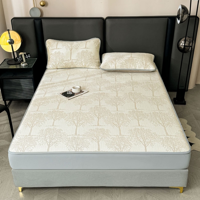 91家纺网 家纺一手货源 找家纺 凯罗 2026新款凉豆豆简约时尚风凉感豆豆凉席床席床笠-床笠款 发财树-奶咖