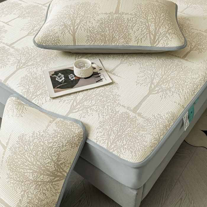 91家纺网 家纺一手货源 找家纺 凯罗 2026新款凉豆豆简约时尚风凉感豆豆凉席床席床笠-床笠款 发财树-奶咖