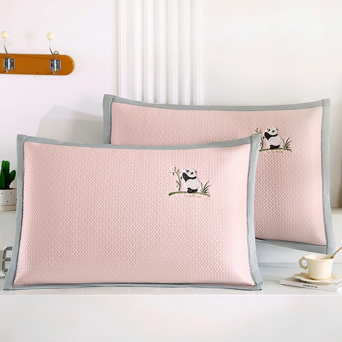 （总）小牛席业 2026新款爱家熊猫冷感豆豆夏凉枕套系列凉枕套凉枕套冰丝枕套藤枕套冰藤枕套冰丝枕套竹枕套凉席枕套豆豆