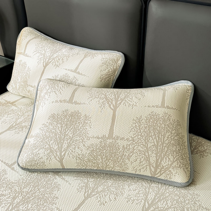 91家纺网 家纺一手货源 找家纺 凯罗 2026新款凉豆豆简约时尚风凉感豆豆凉席床席床笠-床笠款 发财树-奶咖