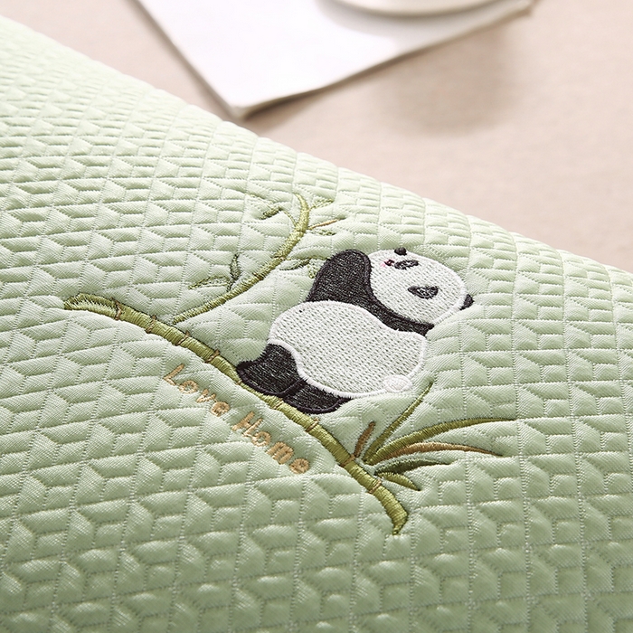 91家纺网 家纺一手货源 找家纺 小牛席业 2026新款爱家熊猫冷感豆豆夏凉枕套系列凉枕套凉枕套冰丝枕套藤枕套冰藤枕套冰丝枕套竹枕套凉席枕套豆豆 绿色