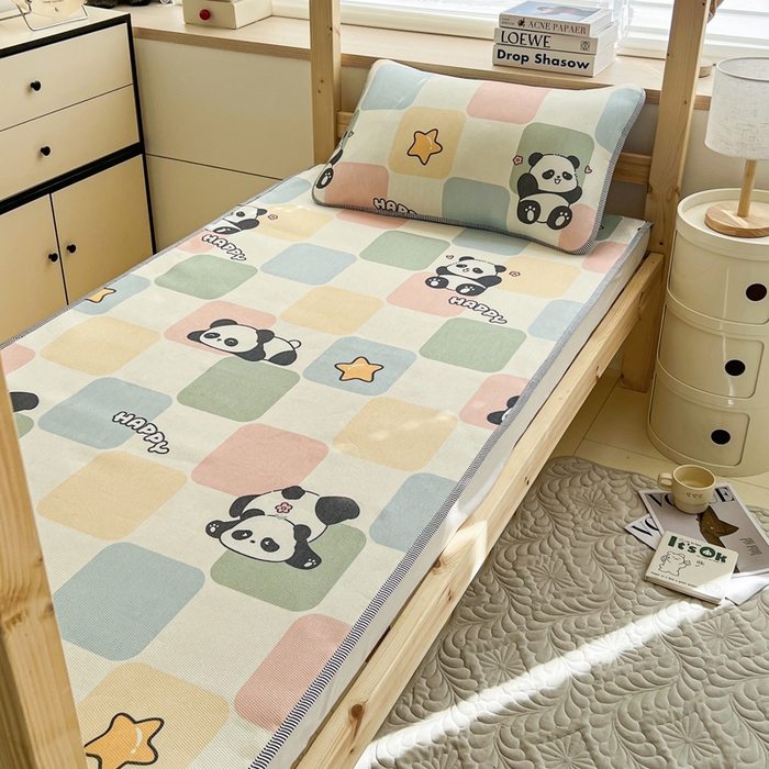 91家纺网 家纺一手货源 找家纺 宅部落 2026新款学生冰丝席单人宿舍席子凉席 大熊猫